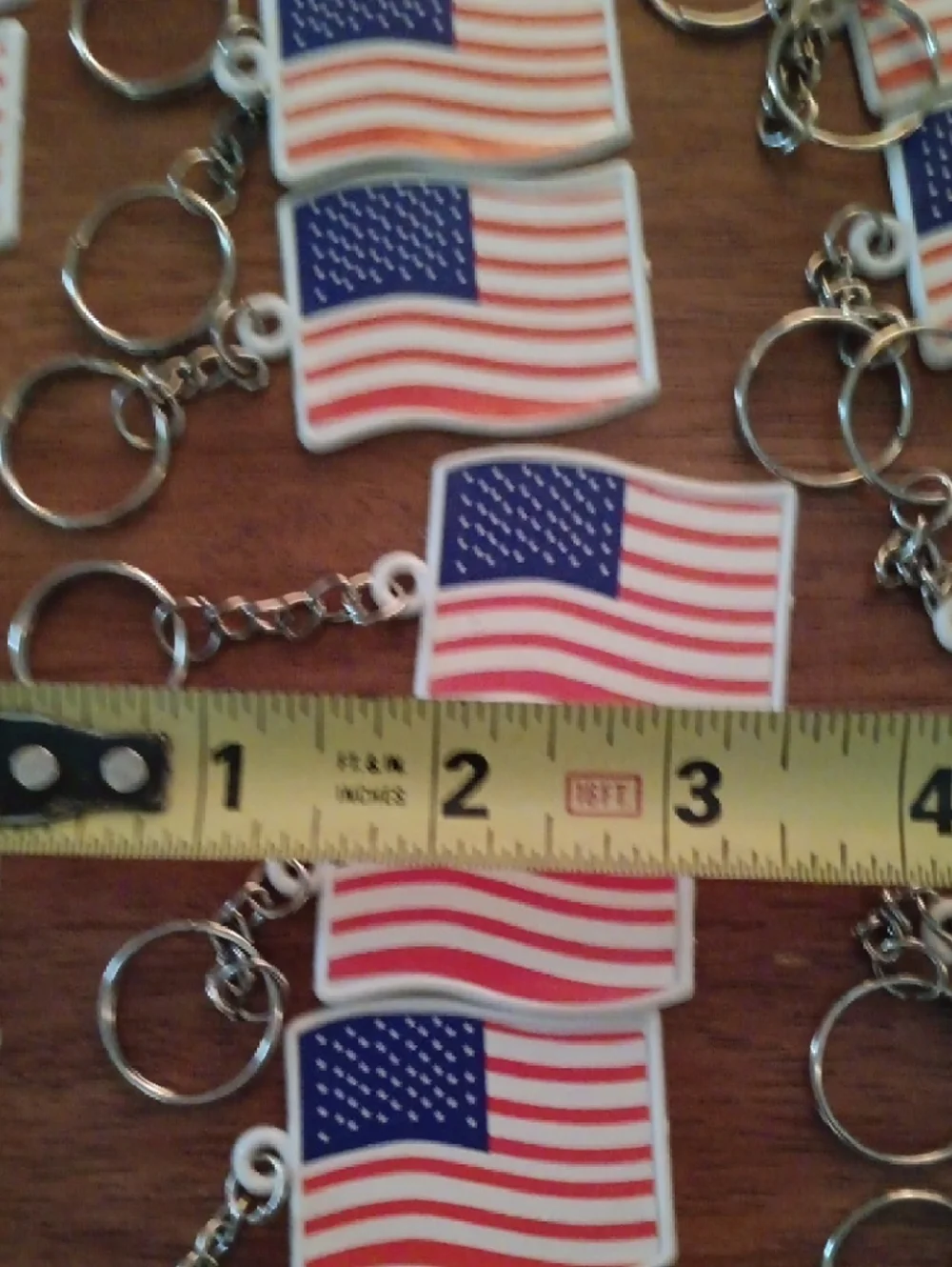 American Flag Keychain Lot -100 Ct. Red, White & Blue 2in x 1in $6